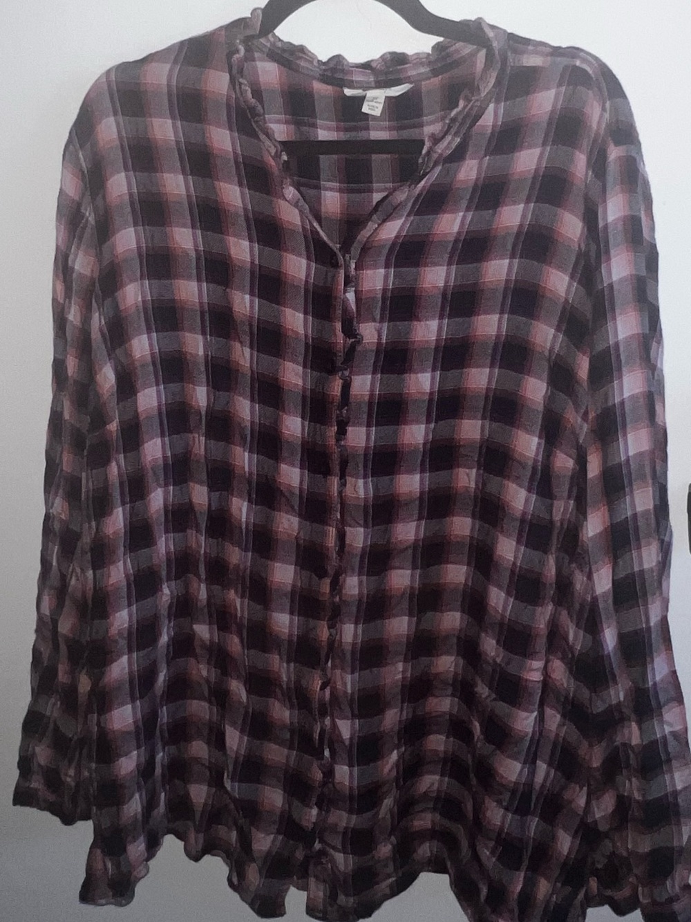 Terra & Sky Pink and Black Plaid Button-Down Shirt